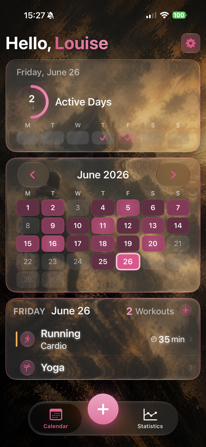 SimpleFit Kalender, nur Tracken